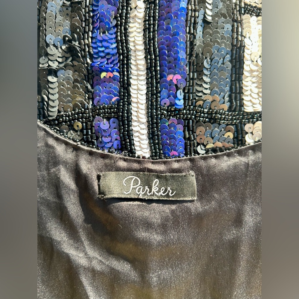Parker Hayden Art-Deco Flapper Style Beaded Sequin Mini-Dress, 8/10 - Picture 9 of 10